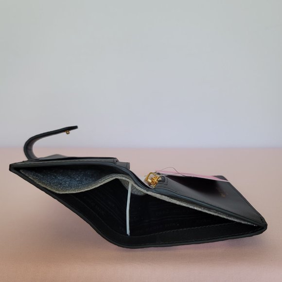 KATE SPADE Hudson SMALL Posh Plaid Embossed Pebbled Leather Bifold Wallet-Black⭐ - Picture 13 of 15